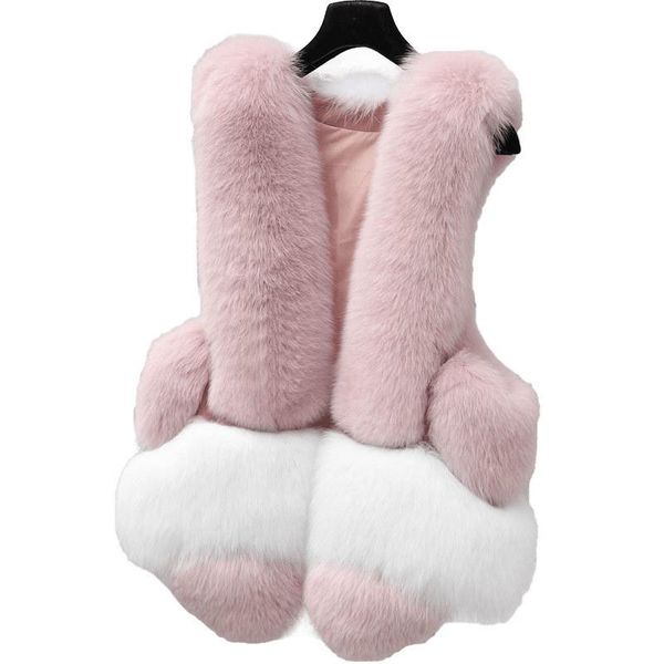 

women's fur & faux the vest imitation waistcoat short korean style slim women, Black