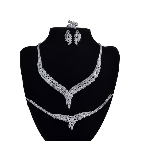 

jewelry set hadiyana fashion simple necklace earrings ring bracelet woman jewelry wedding party gifts cny0047 accessoire femme t200908, Silver