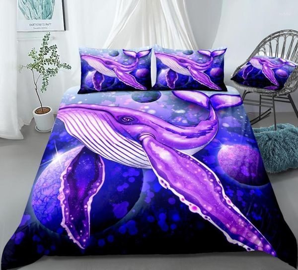 

whalebedding set sea animal duvet cover set ocean life bed linen purple bed kids girl boy home textiles microfiber1