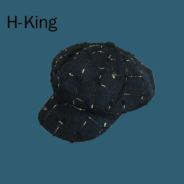 

h-king spring new fashion luxury octagonal hat street weaving all-match women beret outdoor casual p painter hat artist cap, Blue;gray