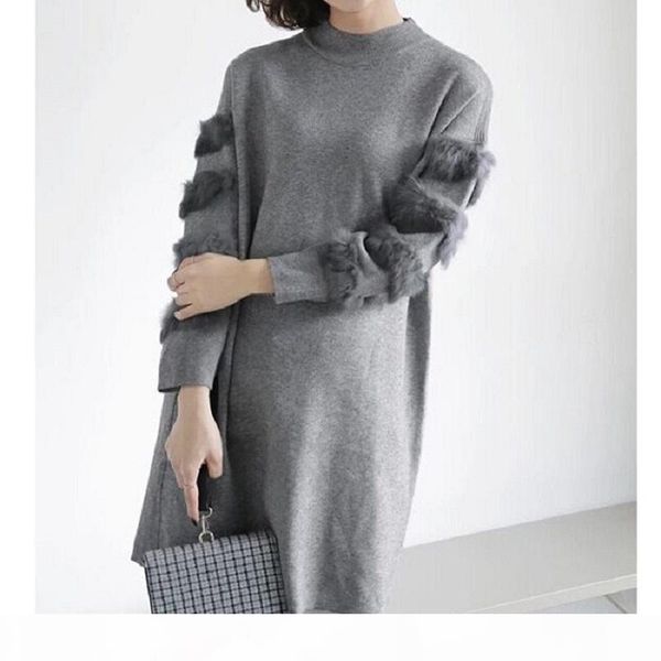 

2018 new autumn long oversized sweater women casual plush sleeve woman sweaters pullovers soild color female xz460, White;black