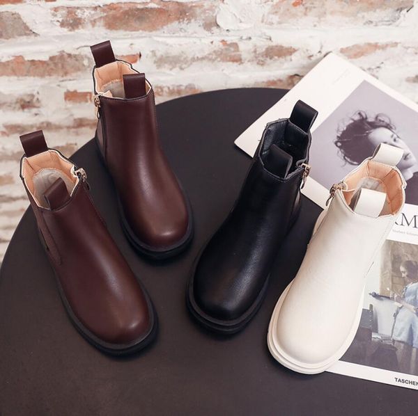 

autumn flat 2020 baby girls winter children kids leather brand knee high martin boots toddlers fashion warm snow shoes, Black;red