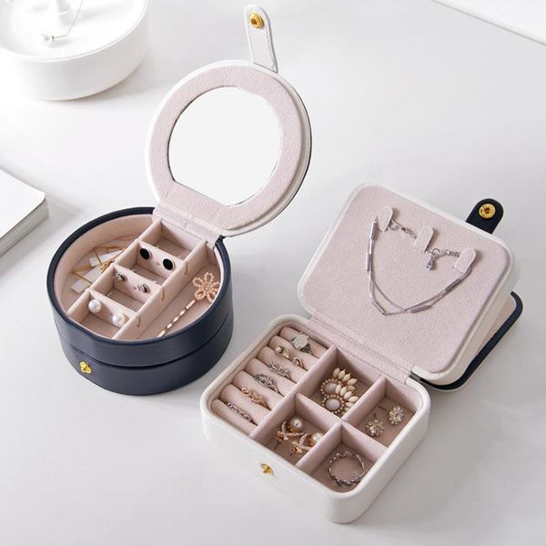 

vintage retro display organizer necklaces button case women storage earring ring pu portable bracelet travel jewelry storage box1