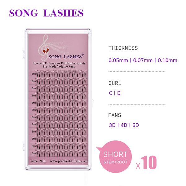 

false eyelashes song lashes 0.07 0.10mm thickness premade fan volume fans 3d 4d 5d short stem eyelash extension