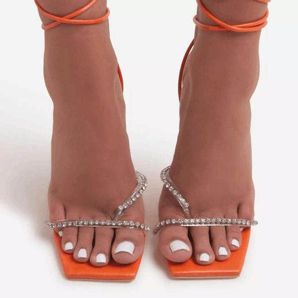 

ladies sandals rhinestone cross strap high heel sandals women high heel slippers roman slippers square shoes women large size 42, Black