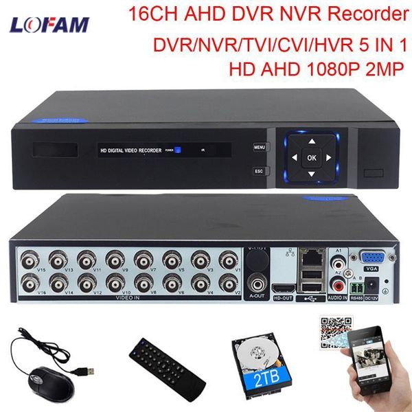 

lofam 16ch ahd dvr 1080p 2mp nvr security surveillance video cctv dvr recorder for analog ahd digital ip tvi cvi cameras xmeye1, Black;white