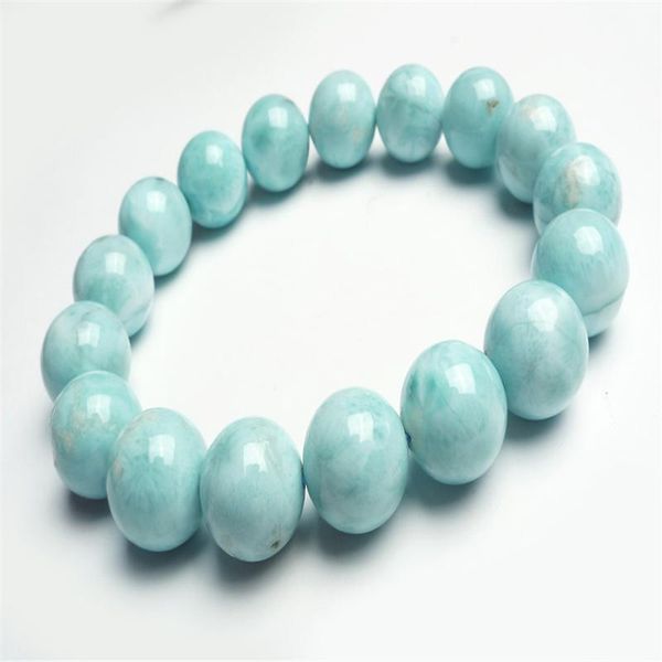

precious blue natural larimar bracelets for women men stretch natural stone crystal round bead bracelet 12mm, Black