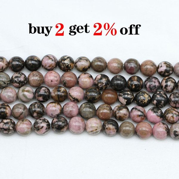

1strand lot natural stone black lace rhodonite bead round loose spacer beads for jewelry making findings diy bracelet necklace h jllwwj