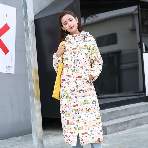 

white fashion 2020 womens duck down jacket warm hooded winter coat women long parkas cute women's jackets inverno wxf402, Black