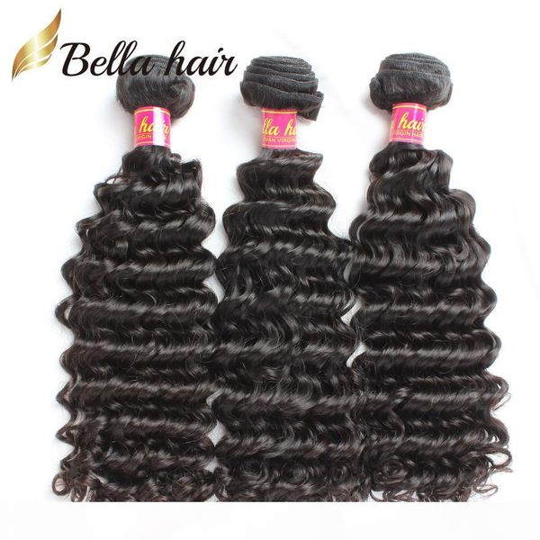

bella hair remy human hair bundles deep wave unprocessed brazilian european malaysian indian peruvian hair weft extension full ends, Black