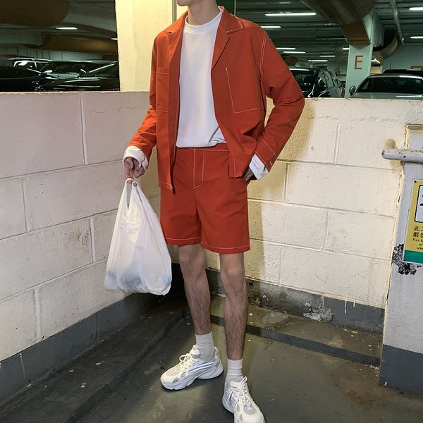 

spring and summer new arrivals trend korean version of the couple fashion loose casual sports shirt five pants suit lj201125, Gray