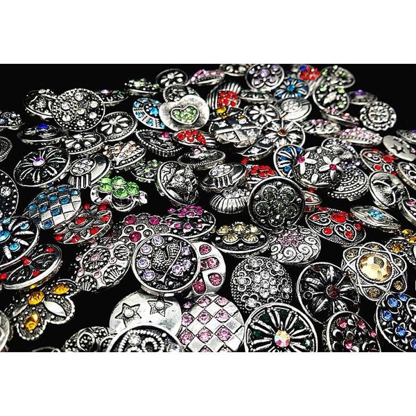 

wholesale 50pcs/lot 18mm snap button retro rhinestone mixed style diy jewelry snap chunk charm button for noosa gi wmtjcl homes2007, Golden;silver