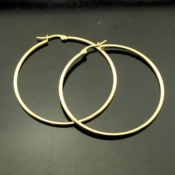 

hoop & huggie ladies earrings big smooth circle basketball brincos celebrity brand loop for women jewelry he002, Golden;silver