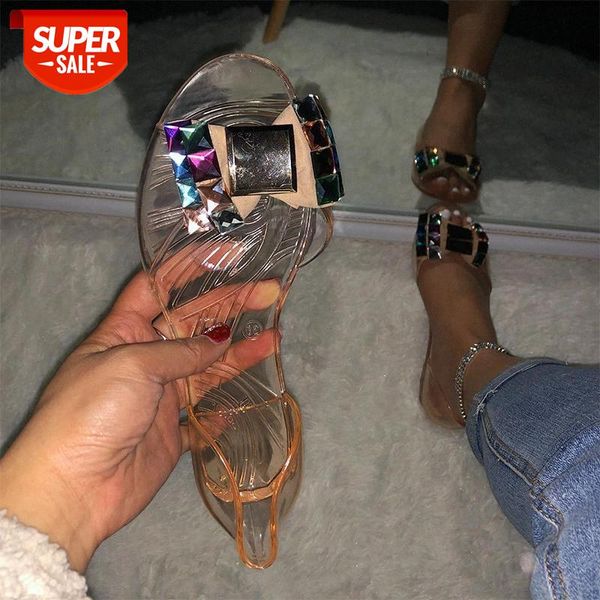 

new women transparent sandals color crystal bowtie flats bohemia peep toe shoes female summer slip-on beach casual shoes ladies #4q57, Black