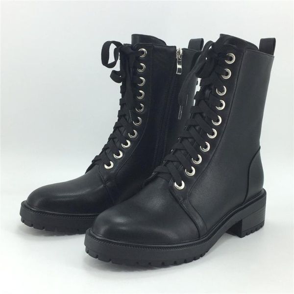 

boots women's booties shoes leather casual high-strap, Black