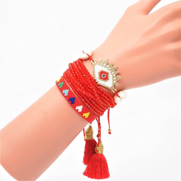 

go2boho ins net red love crystal tassel evil eye lovers bracelet miyuki bracelet crystalcrystal crystalrice beads weaving gyqep, Golden;silver