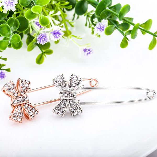 

bow brooch pins crystal rhinestones collar rhinestone brooch, Gray
