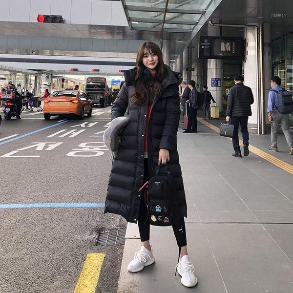 

south korea dongdaemun original 2019 winter new thickened belt mid-length knee-length down jacket female slim explosion models1, Black