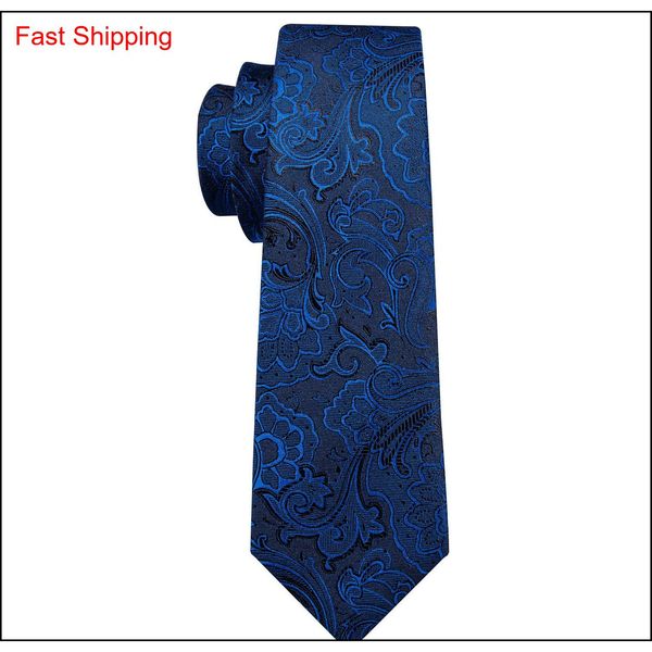 

fast shipping mens ties 100% silk designers fashion navy blue floral tie hanky cufflinks sets for mens formal we qylrcv bde_home, Black;blue