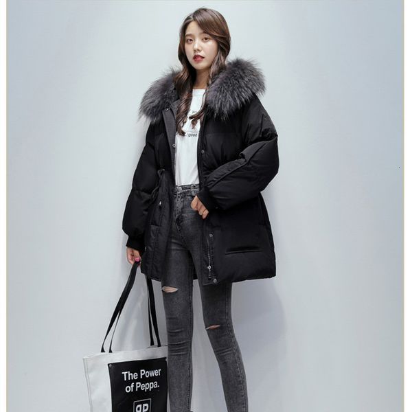 

new mid long down cotton jacket for women in winter 2020, Black