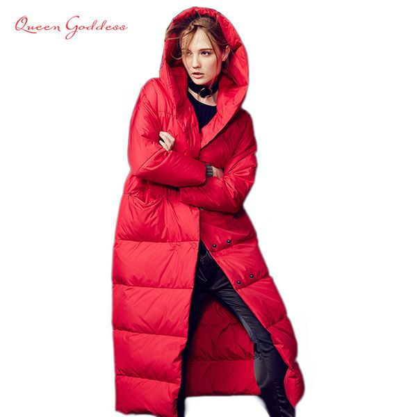 

female down jacket fashionable casual thin white duck down jacket xs-7xl, Black