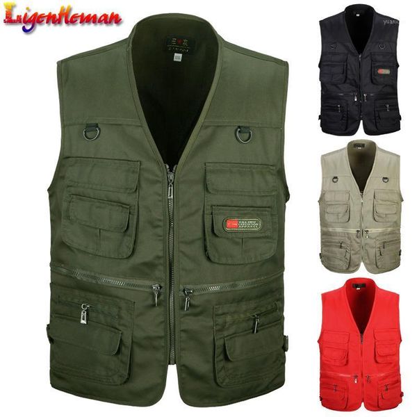

4 colors the middle men's vest v-neck collar pgraphy vest outdoor male with many pockets multifunctional fishing1, Black;white