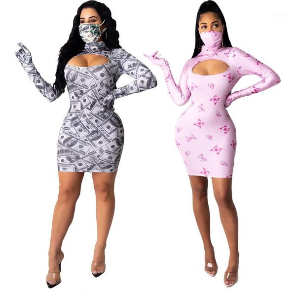 

dress fashion mini dress female clothing womens designer luxury casual dresses long sleeve print hollow out, Black;gray