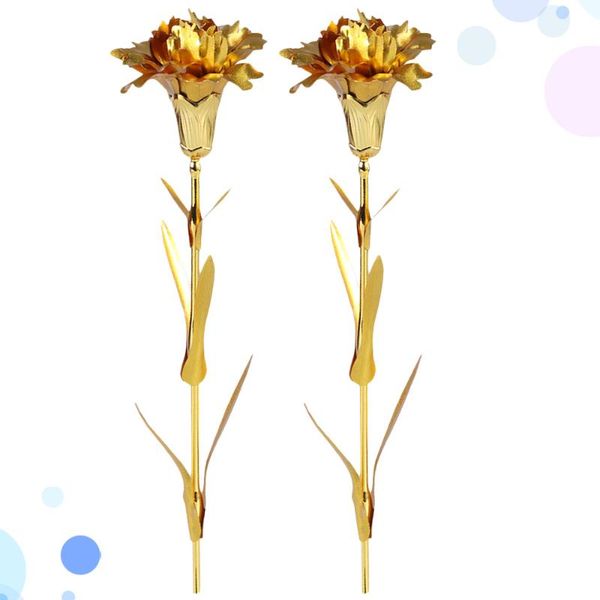 

decorative flowers & wreaths 2pcs 24k gold foil carnation decor artificial flower ornament creative mother's day gift present for femle
