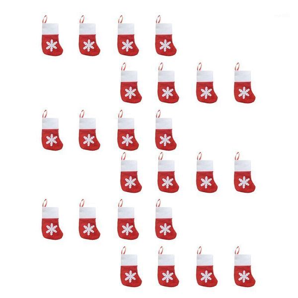 

24 pcs christmas decorative socks creative snowflake socks tableware holders candy pouch bag1