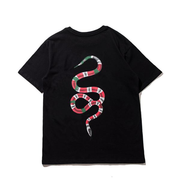

men clothing summer mens t-shirts fashion snake printed tee cool short sleeved crew neck tees man women white black