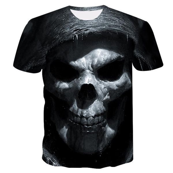 

summer 2021 fashion street t shirt quick drying t shirt new mens skull 3d t shirt casual sleeve, White;black