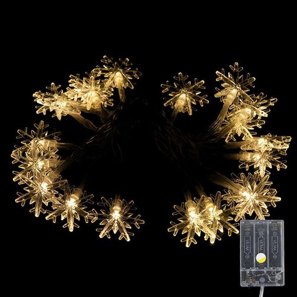 

20leds снежинка led фея строка бордовый висячие гирлянда рождественской елки декор для дома открытый партии декор питания от батареи usb wmt
