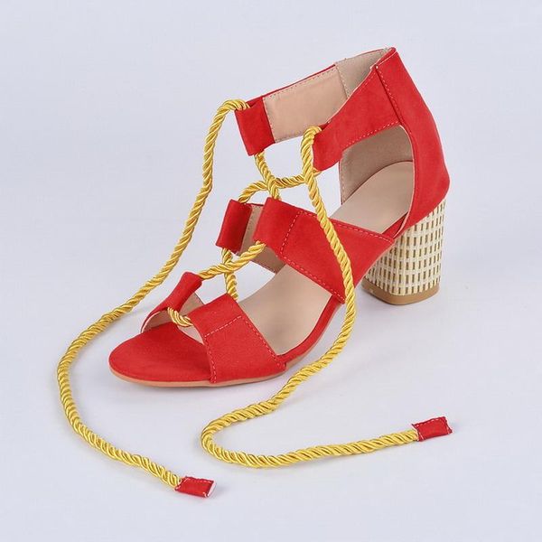 

women sandals lace up summer shoes woman heels sandals pointed fish mouth gladiator woman pumps rope high heels hot, Black