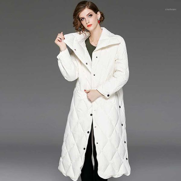

women long white duck down jacket female fashion warm loose coats lady european and american thickened down clothes1, Black