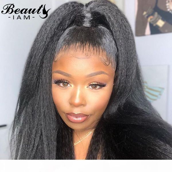 

yaki straight for women preplucked curly 13x6 lace front wig, Black