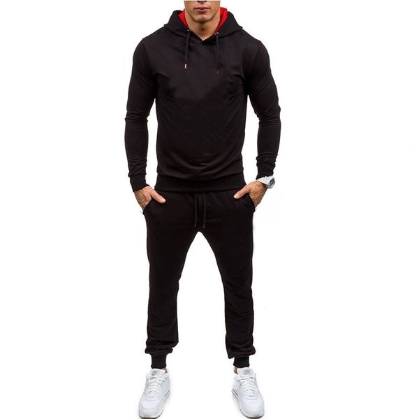 

brand new brand clothing men sets fashion autumn winter sporting suit hoodies+sweatpants sets slim tracksuit 201020, Black