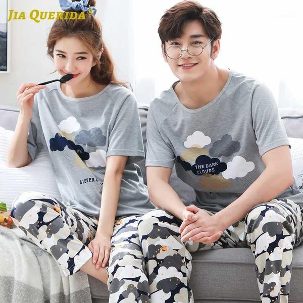 

pajamas set couple short sleeve long pants printing pajamas women and mens pyjama set homesuit homeclothes fashion style casual1, Black;brown
