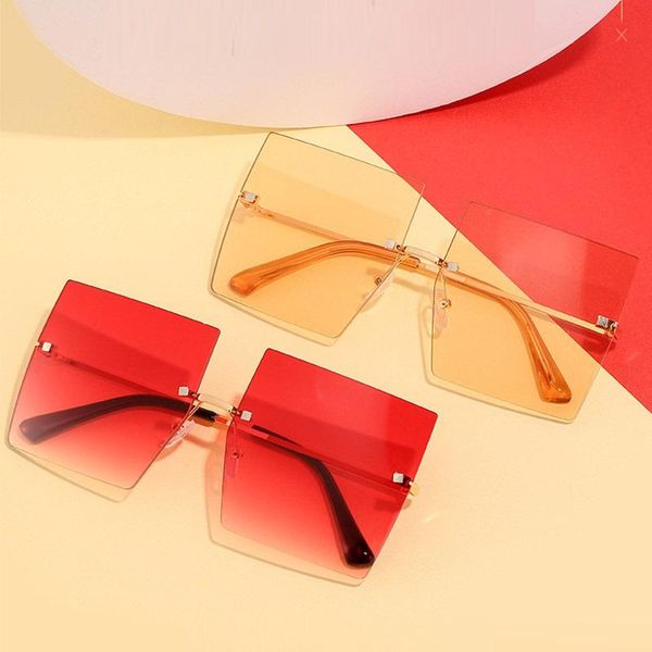 

sunglasses original square women frameless design luxury sun glasses for female gradient shades oversized oculos, White;black