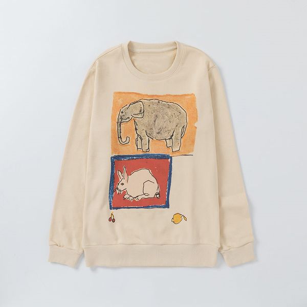 

men sweatshirt stylish vintage cotton cozy sweatshirts 20ss mens womens autumn winter elephant rabbit print sweatshirt coat, Black