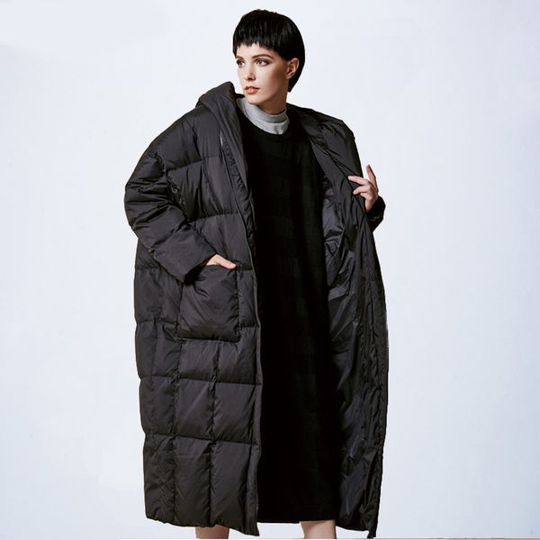

kjmyyx 2020 jas new jackets long warm hooded women winter women's jacket overcoat thicken parka dsmbj, Black