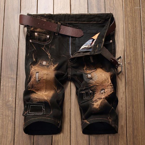 

men's jeans mens summer style jean shorts luxury man denim trousers zipper patchwork slim hole for men kpop clothes1, Blue