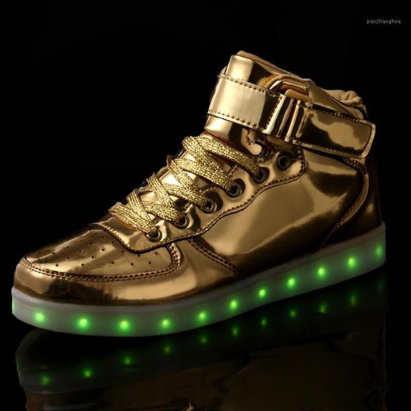 

athletic & outdoor strongshen 25-45 size/usb charging basket led children shoes with light up kids casual boys&girls luminous sneakers glowi, Black