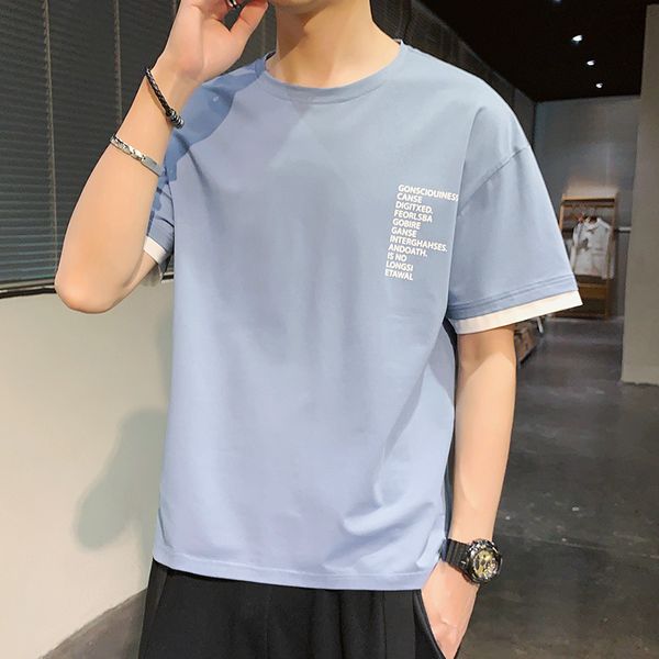

summer men's short 2021 new ins trend youth half sleeve student loose t-shirt for men, White;black