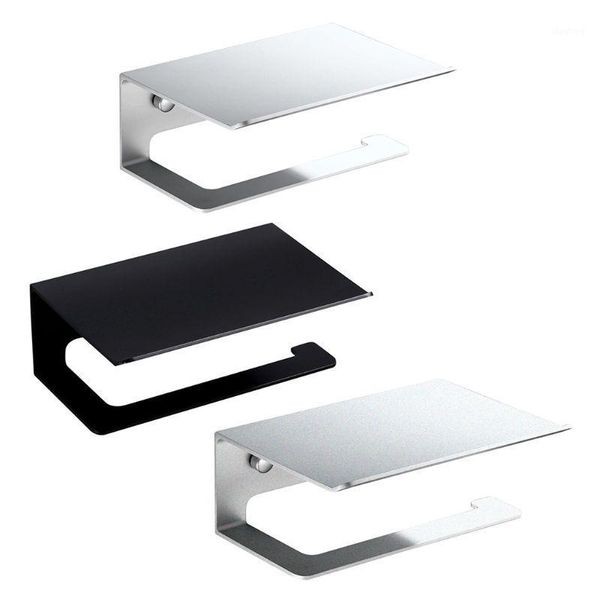 

new aluminum toilet roll paper holder sanitary paper shelf mobile phone storage rack1