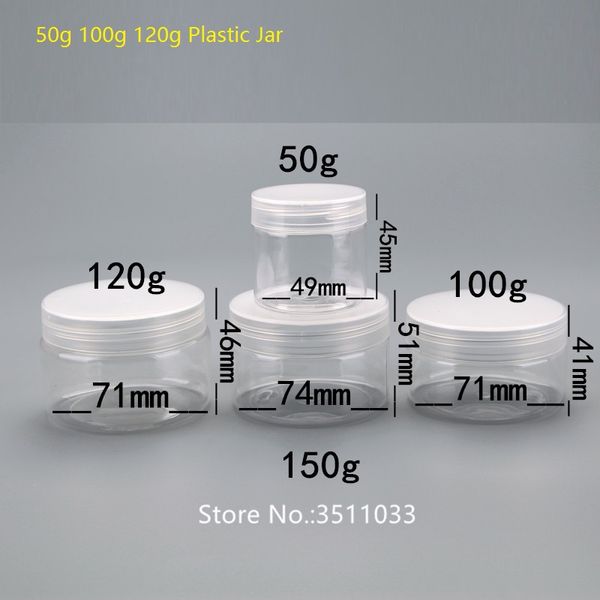 48 teile/los 50G 100g 120G Leere Kunststoff Glas Gute Versiegelung Topf Große Creme Kosmetik Glas, transparente Verpackung Container