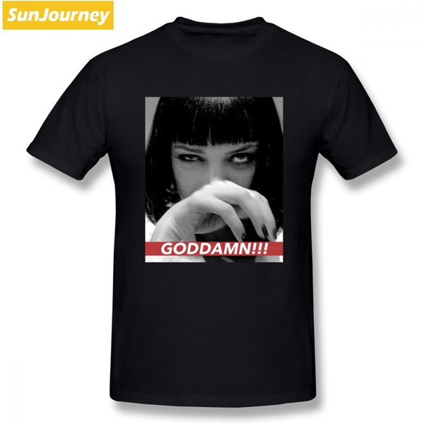 

pulp fiction миа уоллес мужчины футболка dropshipping camiseta большого размера хлопка с коротким рукавом марка одежда спортивная с капюшоно