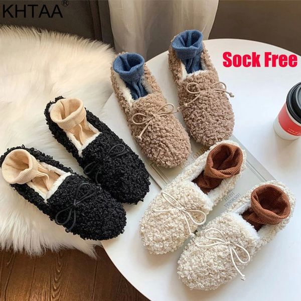 

women's flat shoes fluffy winter warm shoes woman moccasins lamb wool ladies bow slip on female casual fashion 2020 new #yy1o, Black