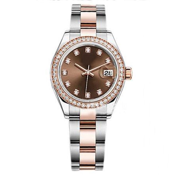 31mm diamante mulheres relógios senhoras rolejes relógio safira 18k rosa ouro movimento automático pulseira de aço mecânico senhora mestres relógio de pulso