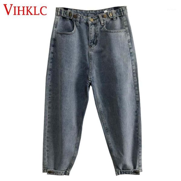 

vintage haren wide-leg jeans women hong kong flavor spring autumn 2018 new chic bf wind loose nine pants casual tide x2731, Blue