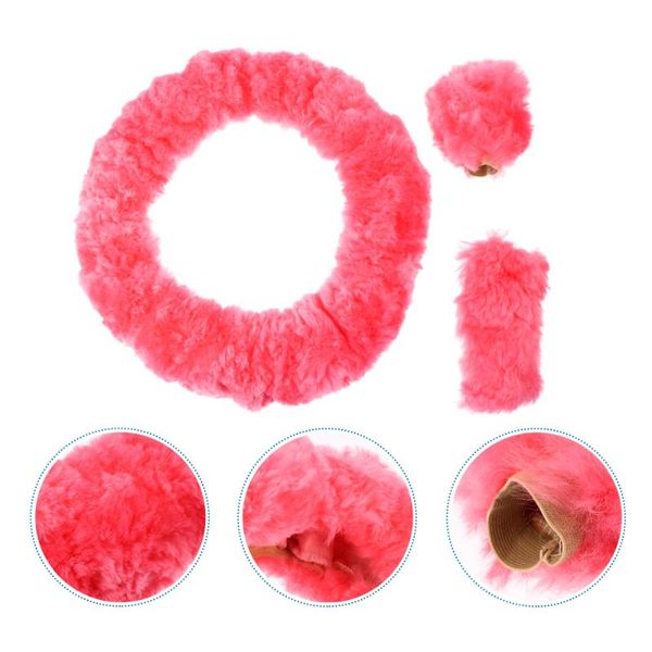 

3pcs car steering wheel cover set wool steering wheel gear shift handbrake cover
